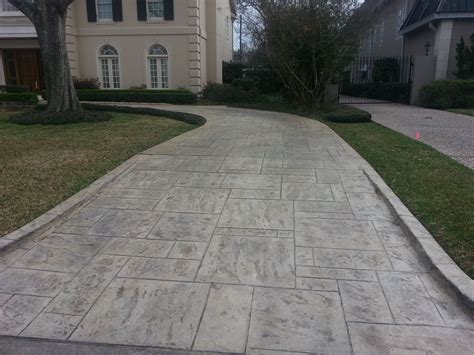 Stamped concrete driveway - Find admixtures for concrete. 3. Concrete placement. My golden rule: Start small and don't try to tackle 20 cubic yards of stamping work in one shot, especially if you are new to the process. Start by placing 5 to 6 cubic yards, and then once you can successfully cover areas this size, move on to tackling larger areas.